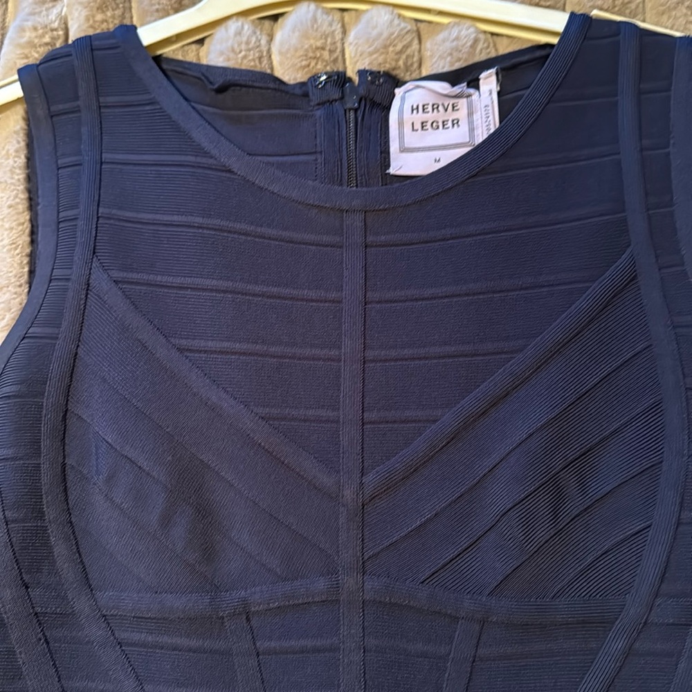 Herve Leger navy blue bandage dress